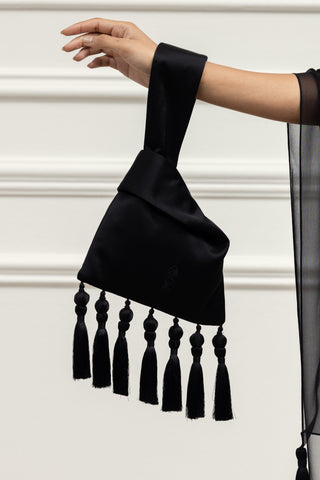 Signature Satin Tassel Wrist Bag