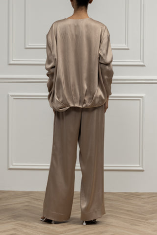 Veyra Satin Zip-Up Jacket Set