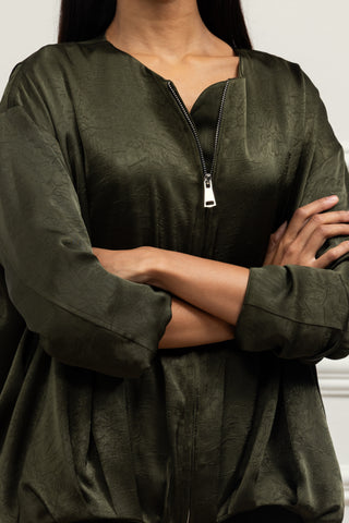 Veyra Satin Zip-Up Jacket Set