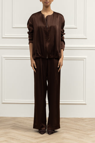 Veyra Satin Zip-Up Jacket Set