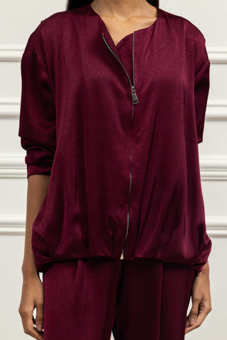 Veyra Satin Zip-Up Jacket Set