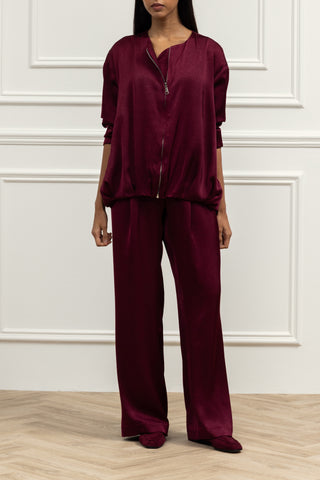 Veyra Satin Zip-Up Jacket Set