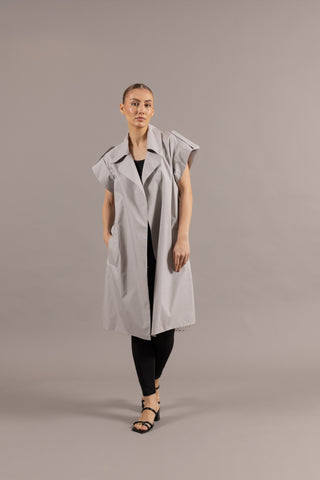 Sleeveless Mesh Trench Coat