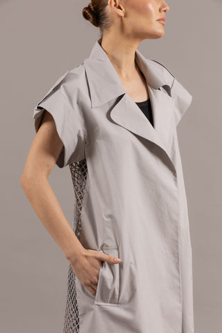 Sleeveless Mesh Trench Coat