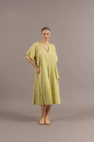 Lime Green Breezy Cotton Dress Hamsa by Sharifa AlGhanim Lime Green Breezy Cotton Dress Hamsa by Sharifa AlGhanim