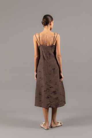 Brown Paisley Slip Dress