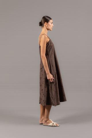 Brown Paisley Slip Dress