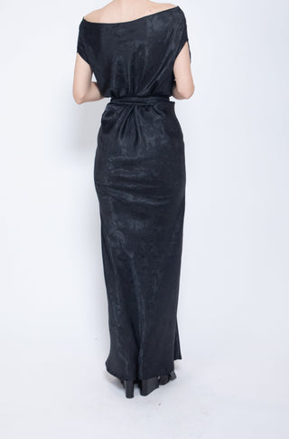 Long Black Paisley Wrap Dress ( By Order )
