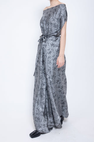 Long Silver Paisley Wrap Dress