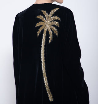 Long Palm Tree Velvet Abaya ( By Order )