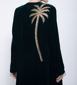 Long Palm Tree Velvet Abaya ( By Order )