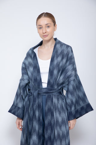 Ikat Denim Bisht