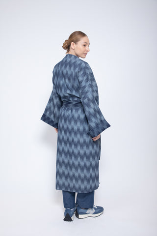 Ikat Denim Bisht