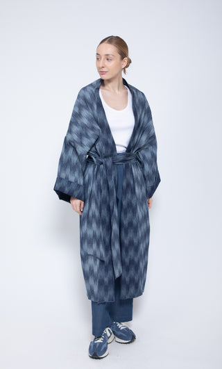 Ikat Denim Bisht