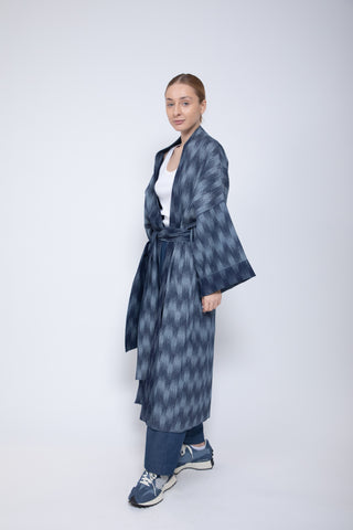 Ikat Denim Bisht