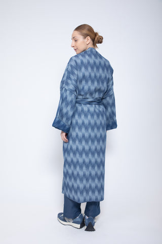 Ikat Denim Bisht