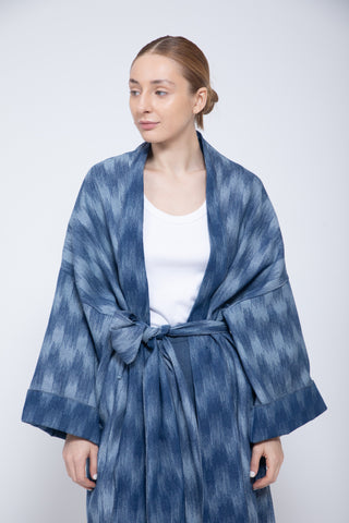 Ikat Denim Bisht