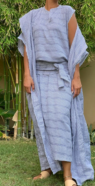 Aswan Blue Bisht Set