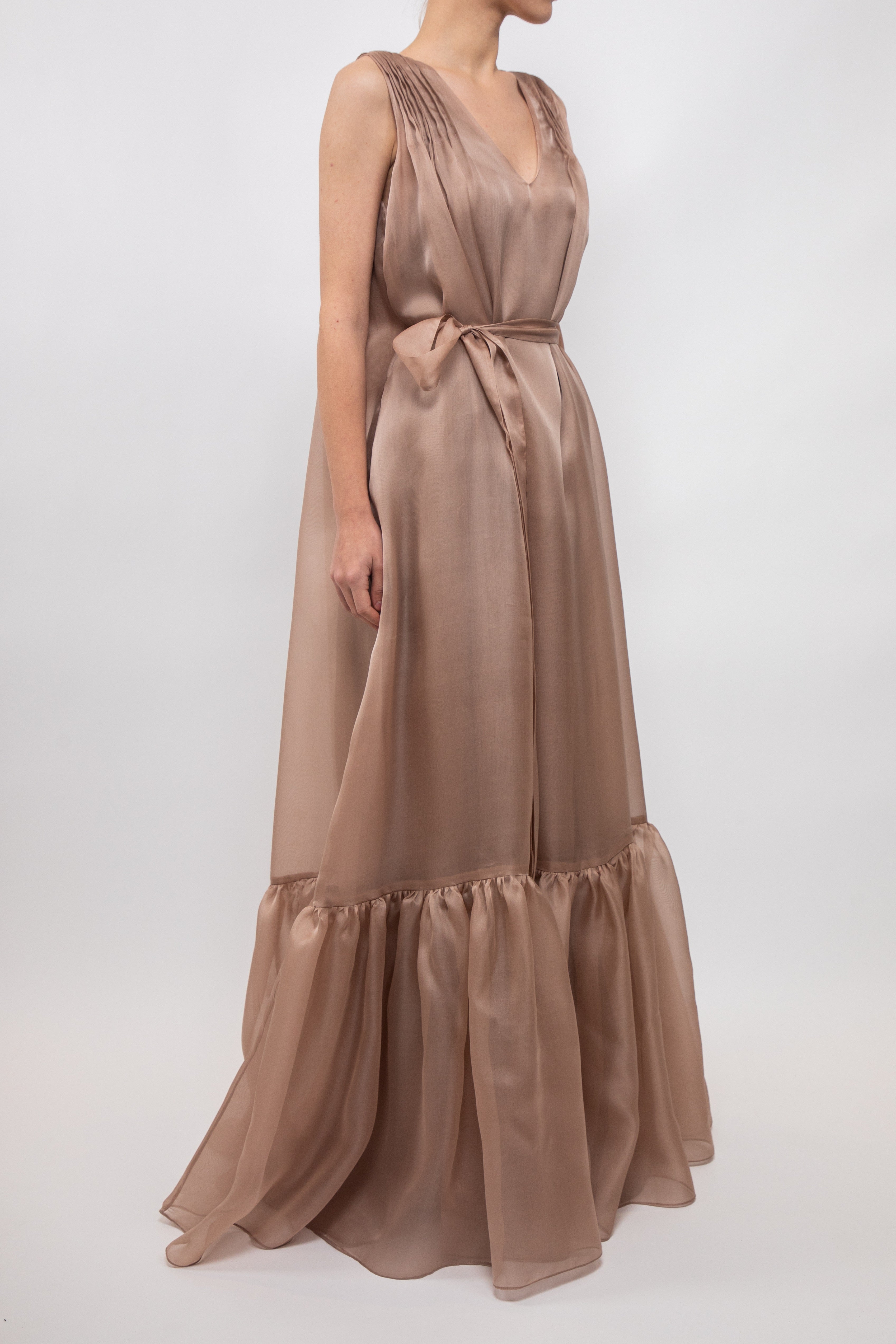 Antique Rose Long Lotus Dress ( By Order ) Hamsa by Sharifa AlGhanim