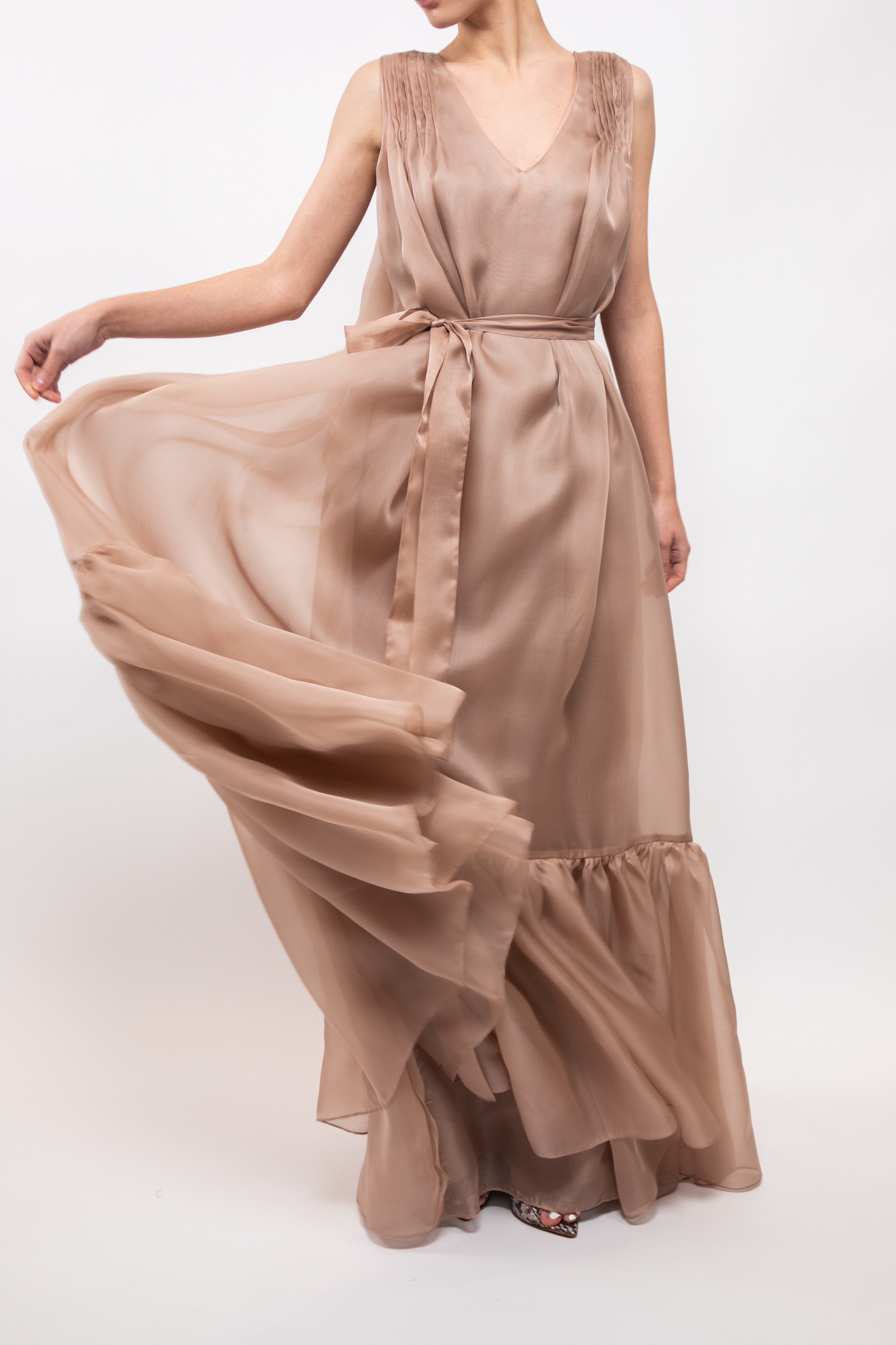 Antique Rose Long Lotus Dress ( By Order ) Hamsa by Sharifa AlGhanim