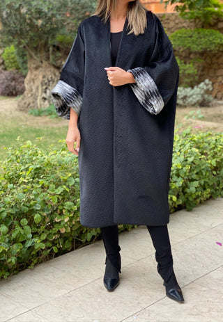 Ikat Black Long Bisht