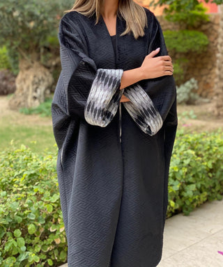Ikat Black Long Bisht