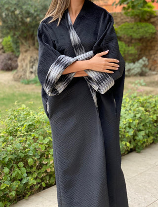 Ikat Black Long Bisht